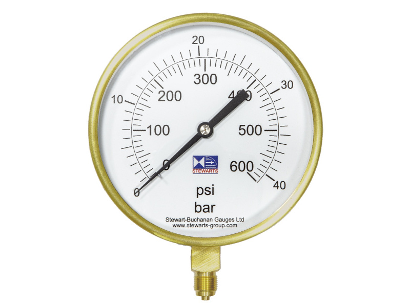 6" Dial Pressure Gauge 0-600 PSI/Bar 3/8" BSP Bottom Connection