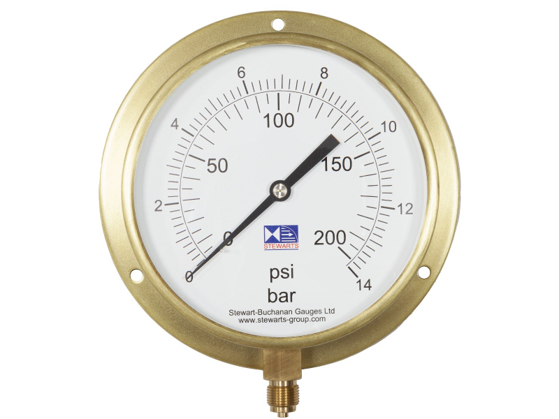 6" Dial Pressure Gauge 0-200 PSI/Bar 3/8" BSP Bottom Connection