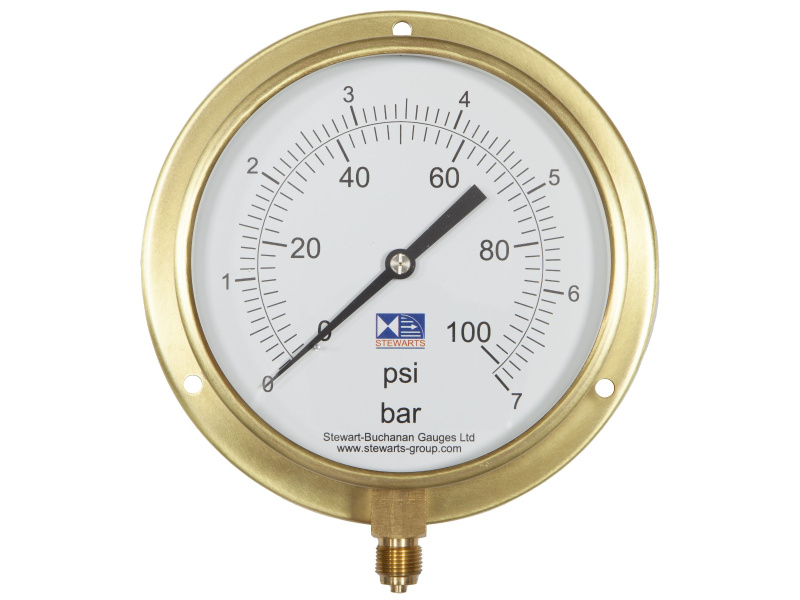 6" Dial Pressure Gauge 0-100 PSI/Bar 3/8"BSP Bottom Connection