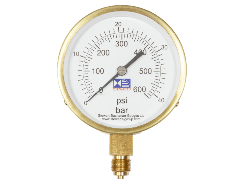 4" Dial Pressure Gauge 0-600 PSI/Bar 3/8" BSP Bottom Connection