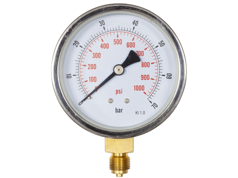 4" Dial Pressure Gauge 0-1,000PSI/Bar 3/8" BSP Bottom Connection