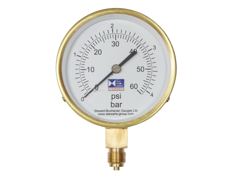 4" Dial Pressure Gauge 0-60 PSI/Bar 3/8" BSP Bottom Connection