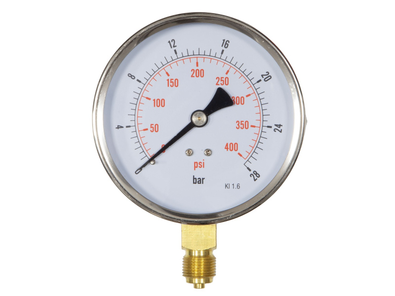 4" Dial Pressure Gauge 0-400 PSI/Bar 3/8" BSP Bottom Connection
