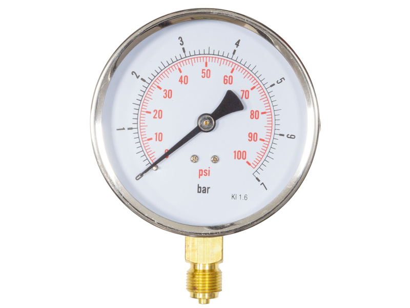 4" Dial Pressure Gauge 0-100 PSI/Bar 3/8" BSP Bottom Connection