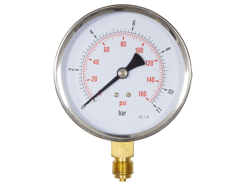 4" Dial Pressure Gauge 0-160 PSI/Bar 3/8" BSP Bottom Connection