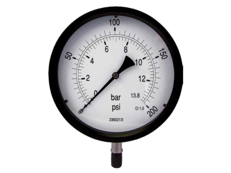 8" Pressure Gauge 0-400PSI/Bar 3/8" Bottom Connection