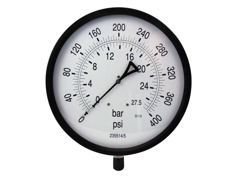 12" Dial Pressure Gauge 0-400 PSI/Bar 1/2" BSP Bottom Connection