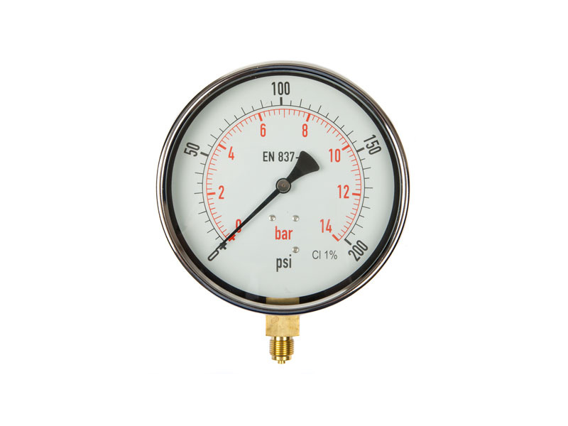 6" Dial Pressure Gauge 0-200 PSI/Bar 3/8" BSP Bottom Connection