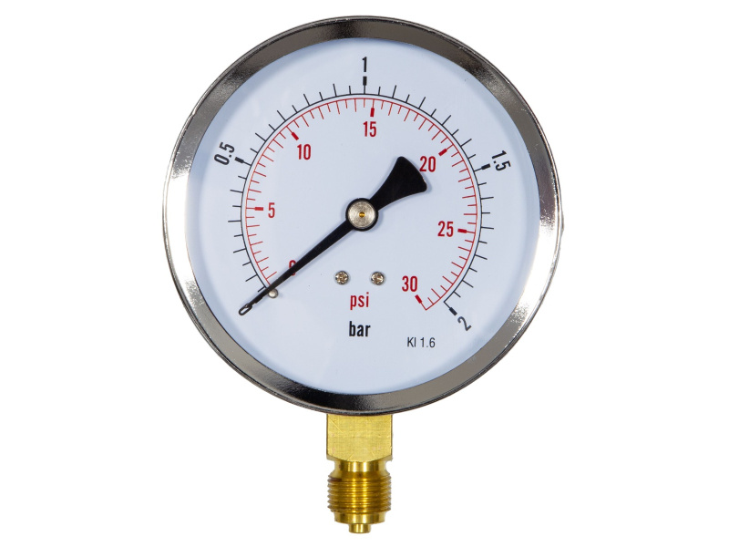 4" Dial Pressure Gauge 0-30 PSI/Bar 3/8" BSP Bottom Connection