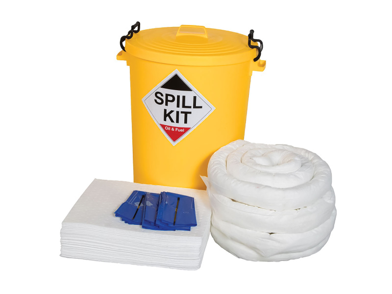 Oil & Fuel Spill Kit - Plastic Drum - Absorbs 90L