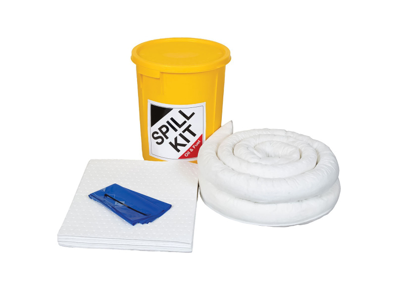Oil & Fuel Spill Kit - Plastic Drum - Absorbs 35L