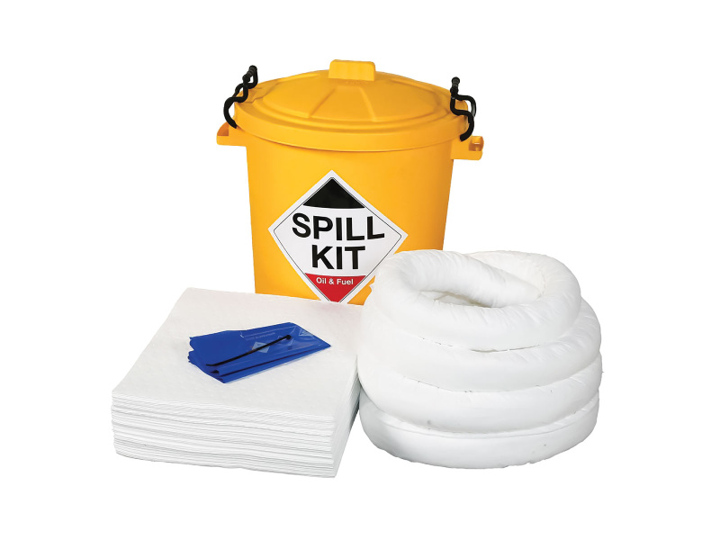 Oil & Fuel Spill Kit - Plastic Drum - Absorbs 65L
