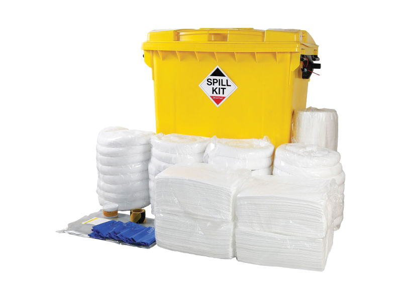 Oil & Fuel Spill Kit - Wheeled Bin - Absorbs 800L