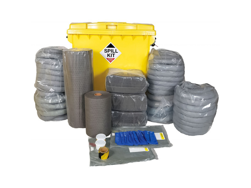 General Purpose Spill Kit - Wheeled Bin - Absorbs 1100L