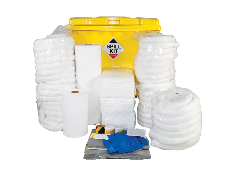 Oil & Fuel Spill Kit - Wheeled Bin - Absorbs 1100L