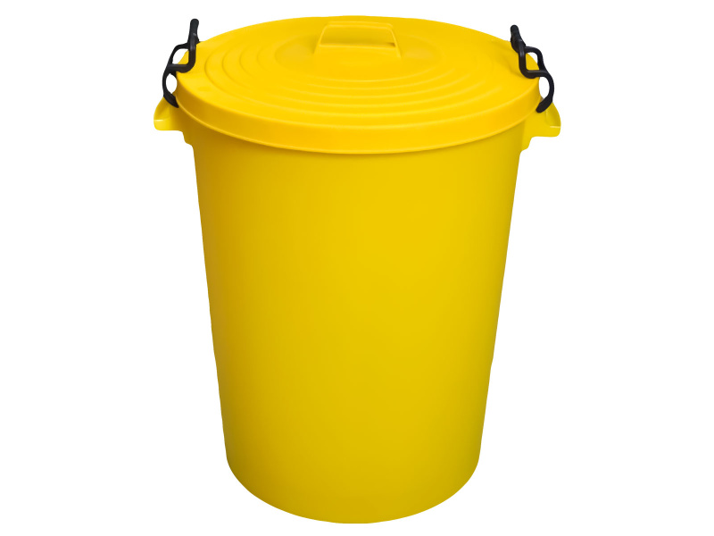 Empty Plastic Drum and Lid (Yellow) - 100 Litre