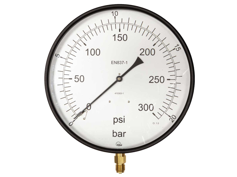 12" Dial Pressure Gauge 0-300PSI/Bar 1/2"BSP Bottom Connection