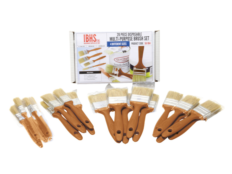 20-PC Disposable Multi-Purpose Brush Set (4 Sizes)