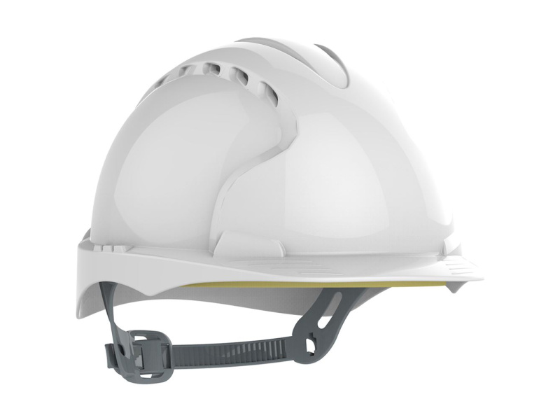 EVO2 White Safety Helmet - Vented Slip Ratchet Mid Peak