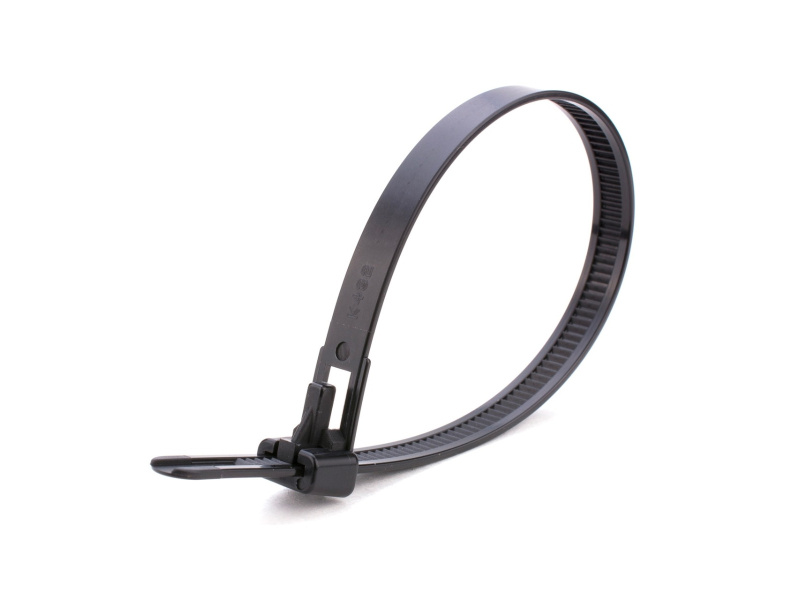 Releasable Cable Tie Wraps - Black Nylon 7.6mm 150mm Long