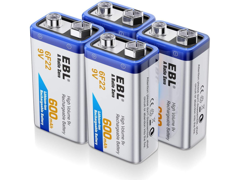 EBL Rechargeable 4 Pack 9vPP3