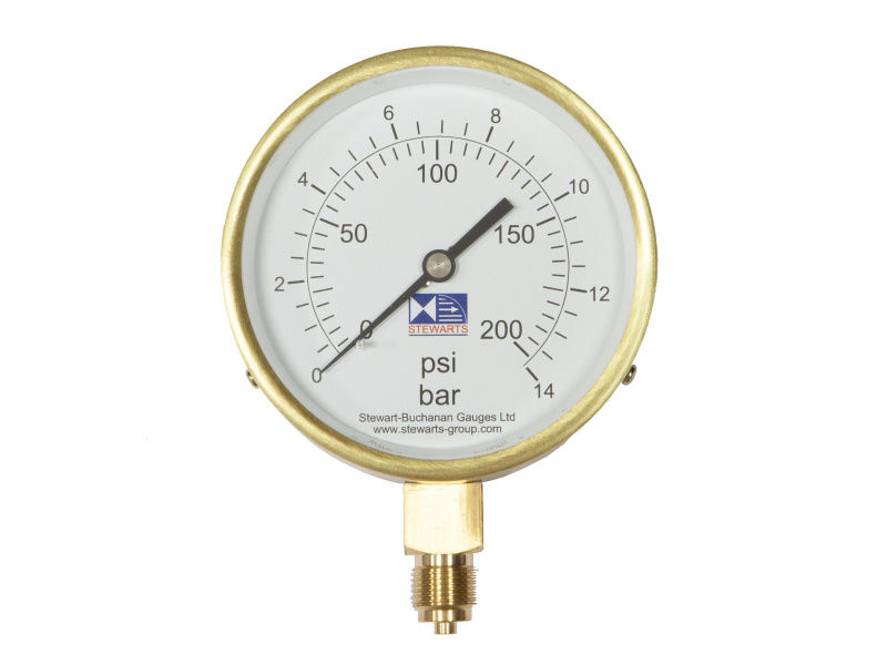 4"Dial Pressure Gauge 0-200psi/bar 3/8"BSP Bottom Connection