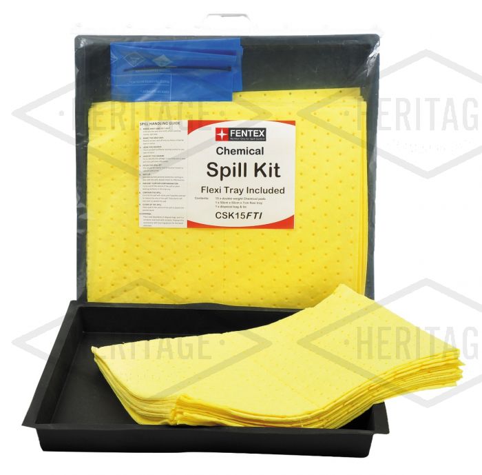15L Chemical Spill Kit c/w 52cm x 52cm Flexi Tray