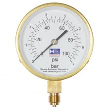 4" Dial Pressure Gauge 0-100 PSI/Bar 3/8" BSP Bottom Connection