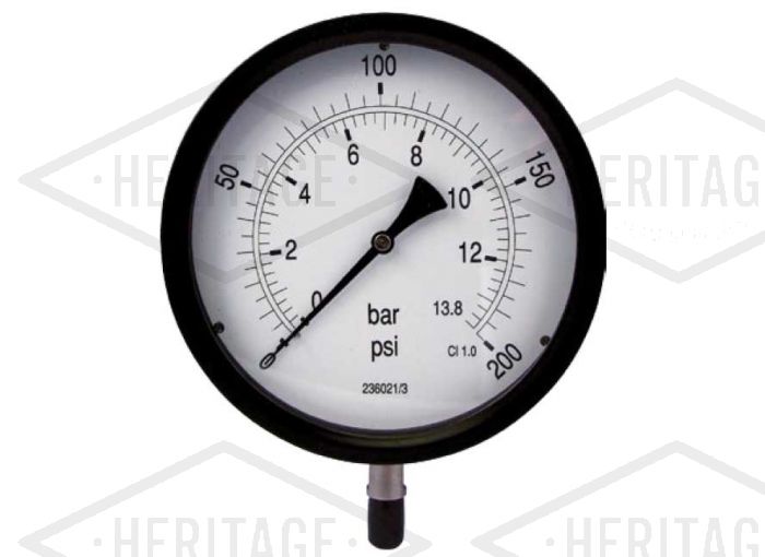 8" Pressure Gauge 0-400PSI/Bar 3/8" Bottom Connection