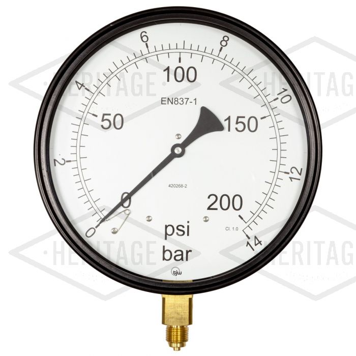 8" Dial Pressure Gauge 0-200 PSI/Bar 3/8" BSP Bottom Connection