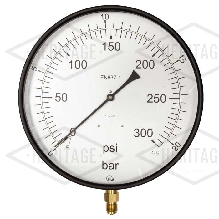12" Dial Pressure Gauge 0-300PSI/Bar 1/2"BSP Bottom Connection