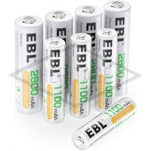 EBL Rechargeable 4x AA, 4x AAA Battery Set
