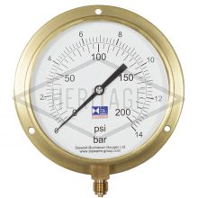 6" Dial Pressure Gauge 0-200 PSI/Bar 3/8" BSP Bottom Connection