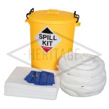 Oil & Fuel Spill Kit - Plastic Drum - Absorbs 90L