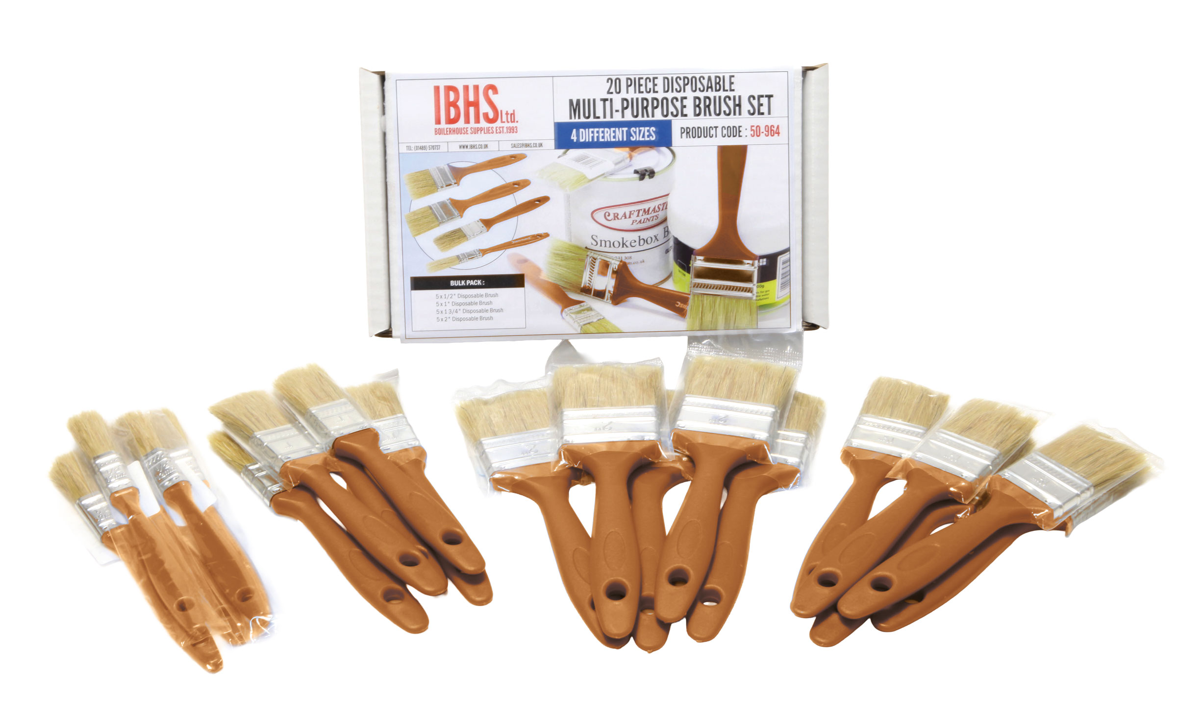 20-PC Disposable Multi-Purpose Brush Set (4 Sizes)